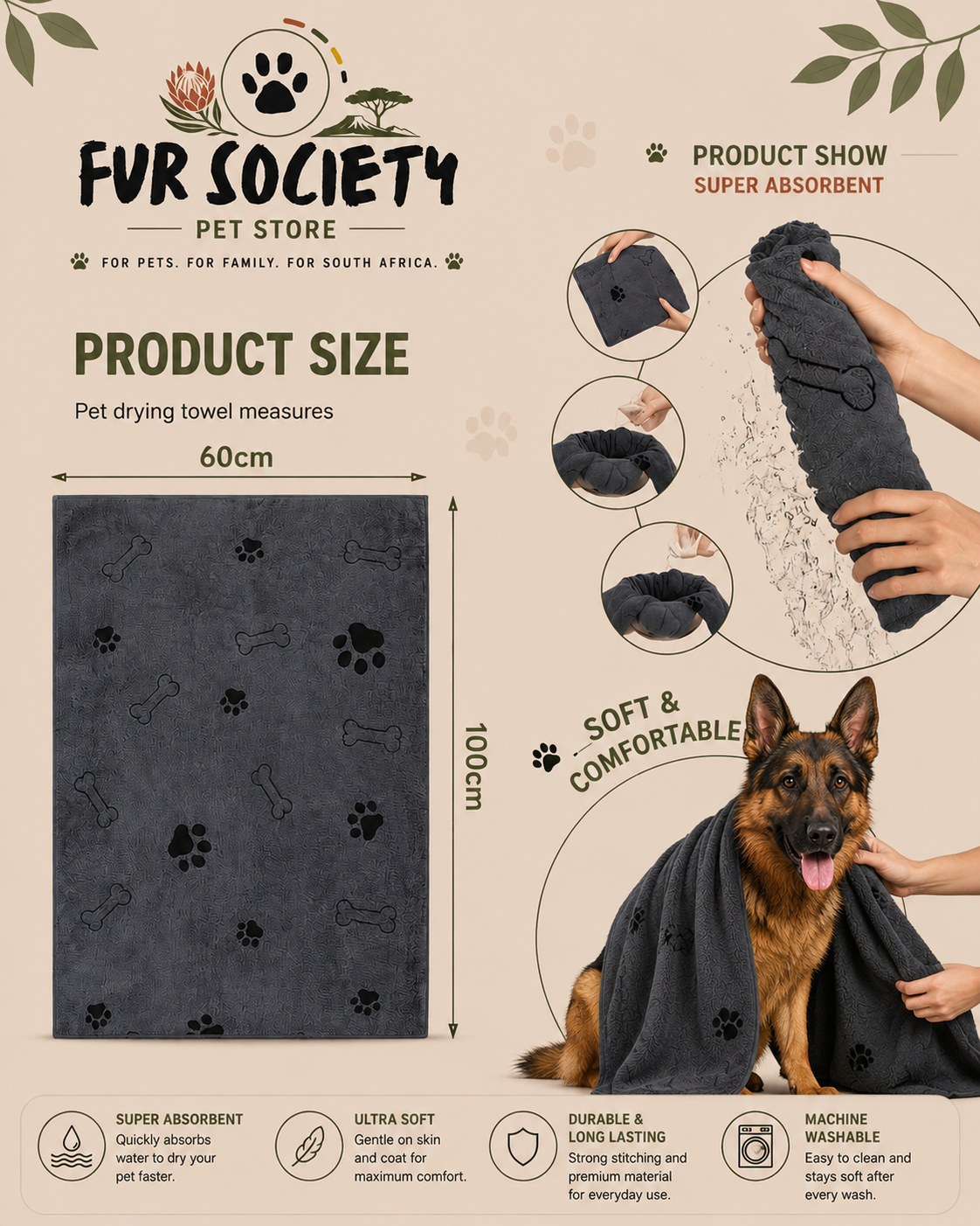 FurSociety Pet Drying Towel