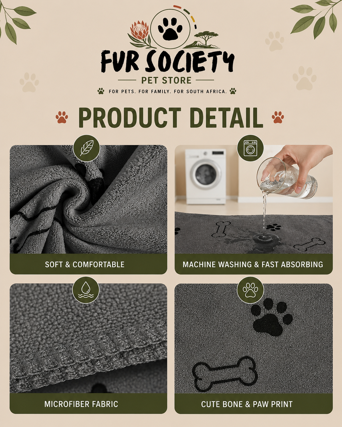 FurSociety Pet Drying Towel