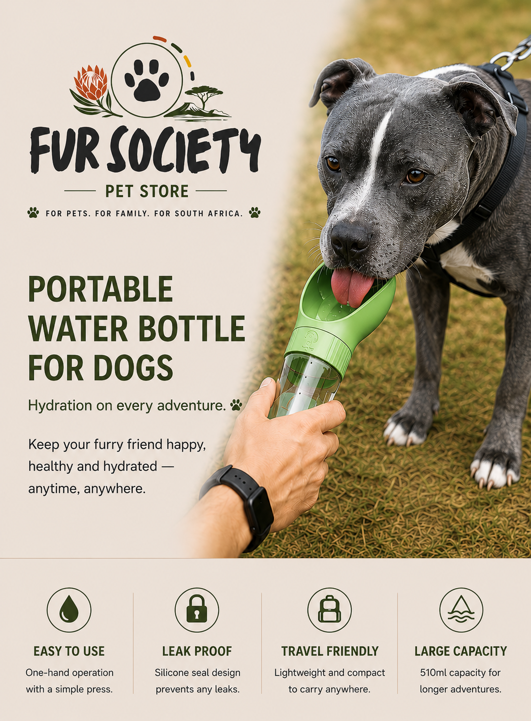 FurSociety Portable Water Bottle 510ml