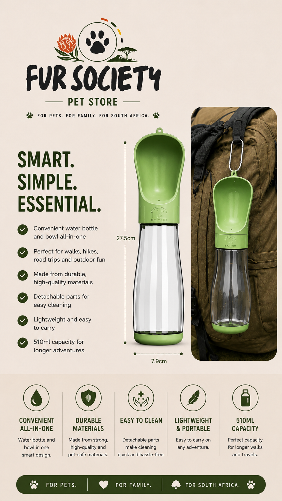 FurSociety Water Bottle 510ml