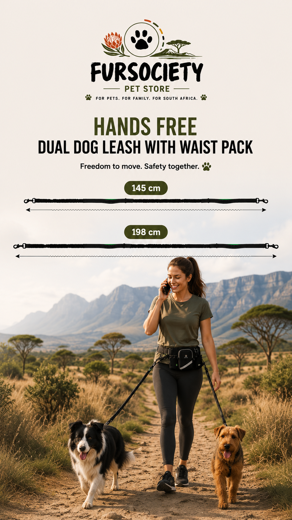FurSociety Hands Free Dual Dog Leash