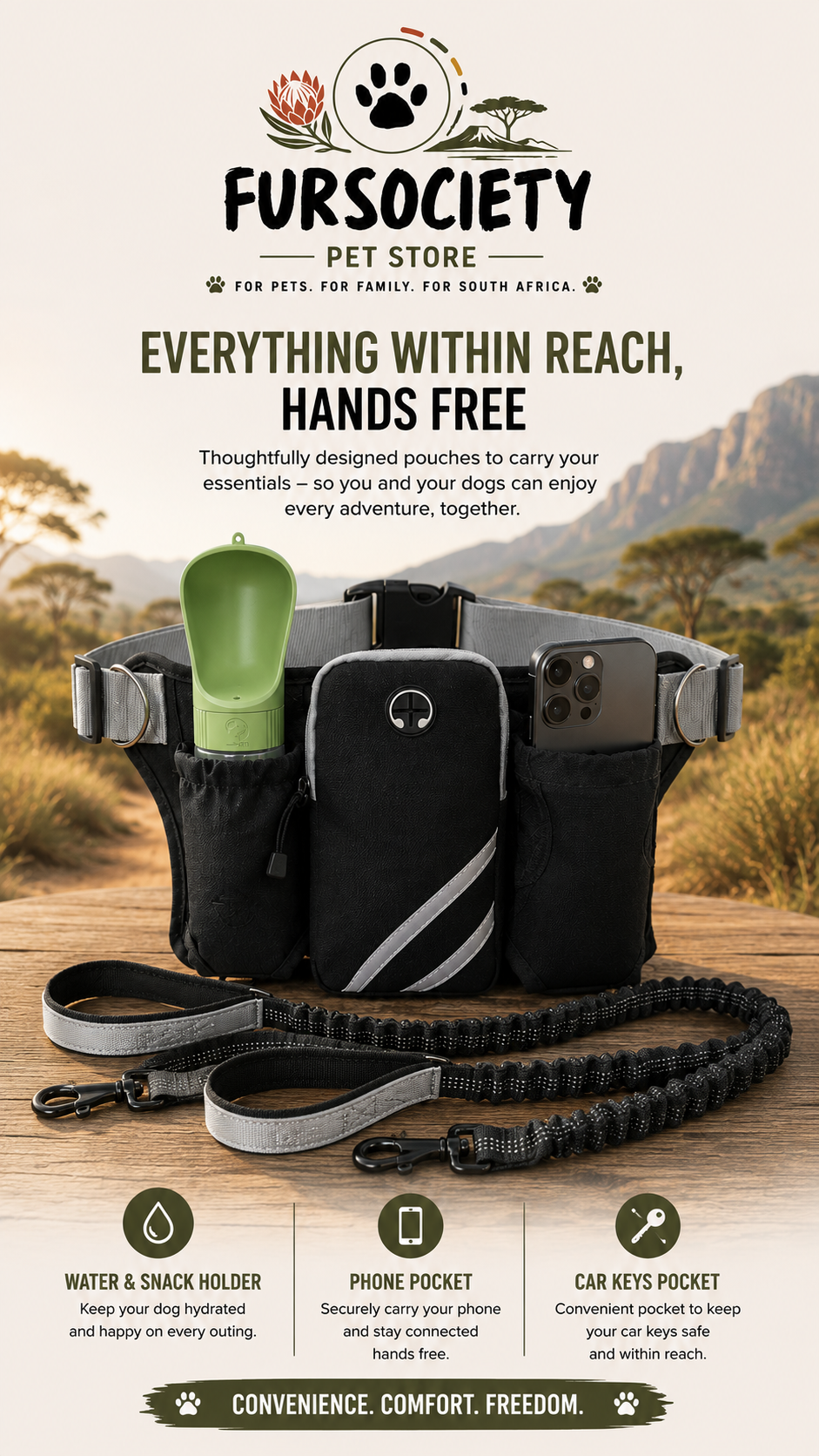 FurSociety Hands Free Dual Dog Leash