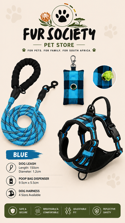 FurSociety Dog Body Harness with Poop Bag Dispenser