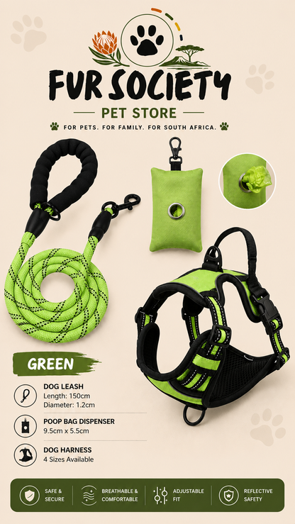 FurSociety Dog Body Harness with Poop Bag Dispenser