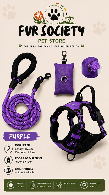 FurSociety Dog Body Harness with Poop Bag Dispenser