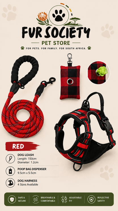 FurSociety Dog Body Harness with Poop Bag Dispenser