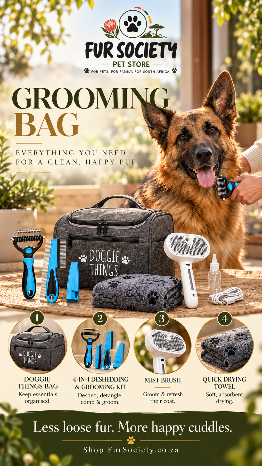 FurSociety Grooming Bag – Complete Pet Grooming Kit