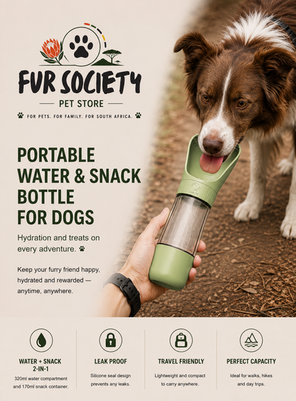 FurSociety Portable Water & Snack Bottle 320ml + 170ml
