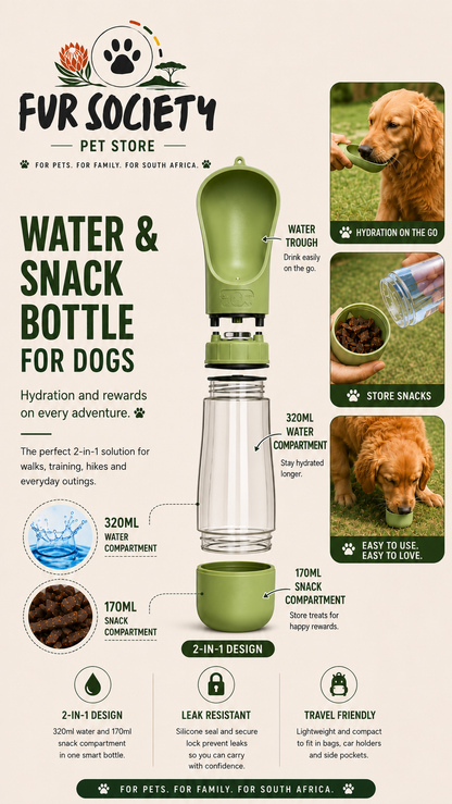 FurSociety Water & Snack Bottle 320ml + 170ml