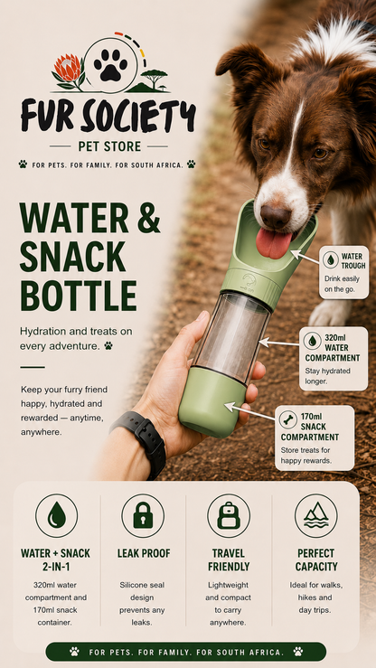 FurSociety Water & Snack Bottle 320ml + 170ml